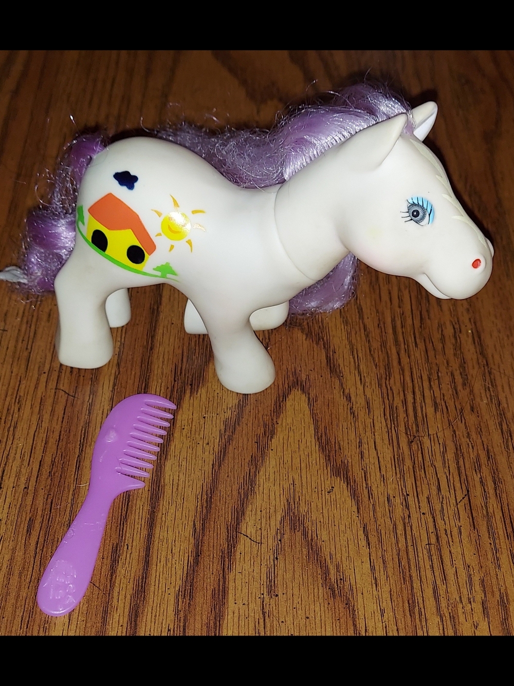 Vintage Kids Pony Toy White with Purple Hair